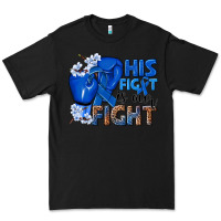 Black his fight is our fight colon cancer blue ribbon Premium Tee - NancyCooperArtShop