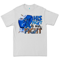 Dove Grey his fight is our fight colon cancer blue ribbon Premium Tee - NancyCooperArtShop
