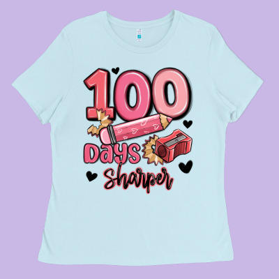 100 Days Sharper School Ladies Tee Designed By Maliassmallbusiness