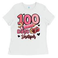 White 100 days sharper school Ladies Tee - MaliasSmallBusiness
