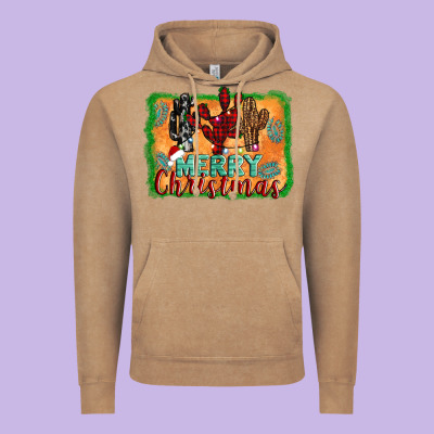 Merry Christmas Cactus Vintage Hoodie Designed By Jasminsmagicworld