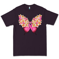 Plum Pink ribbon Breast Cancer butterfly Premium Tee - NancyCooperArtShop