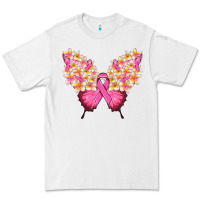 White Pink ribbon Breast Cancer butterfly Premium Tee - NancyCooperArtShop
