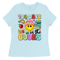 Baby Blue 100 days in the books Ladies Tee - MaliasSmallBusiness