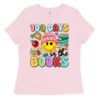 Bubblegum Pink 100 days in the books Ladies Tee - MaliasSmallBusiness
