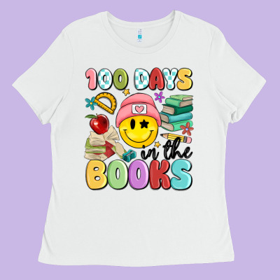 100 Days In The Books Ladies Tee Designed By Maliassmallbusiness