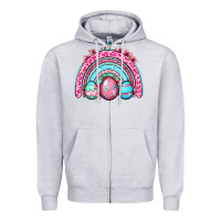 Heather Grey Easter eggs rainbow Zipper Hoodie - OliviaCreatesArt