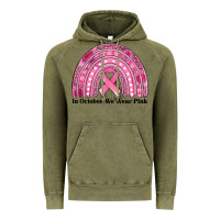 Vintage Olive in october we wear pink breast cancer awareness rainbow Vintage Hoodie - Jasminsmagicworld