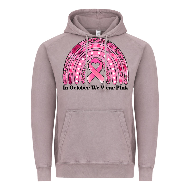 In October We Wear Pink Breast Cancer Awareness Rainbow Vintage Hoodie by Jasminsmagicworld | Teevron