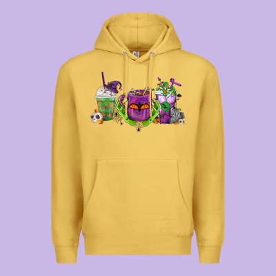 Halloween Coffee Cups Premium Hoodie Designed By Fadigitalartstudio