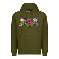Army Green Halloween Coffee Cups Premium Hoodie - FaDigitalArtStudio