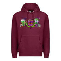 Burgundy Halloween Coffee Cups Premium Hoodie - FaDigitalArtStudio
