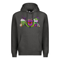Charcoal Heather Halloween Coffee Cups Premium Hoodie - FaDigitalArtStudio