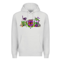 Dove Grey Halloween Coffee Cups Premium Hoodie - FaDigitalArtStudio