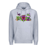 Heather Grey Halloween Coffee Cups Premium Hoodie - FaDigitalArtStudio