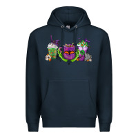 Navy Halloween Coffee Cups Premium Hoodie - FaDigitalArtStudio