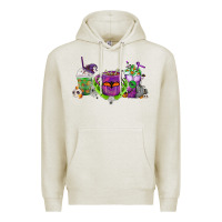 Oatmeal Heather Halloween Coffee Cups Premium Hoodie - FaDigitalArtStudio