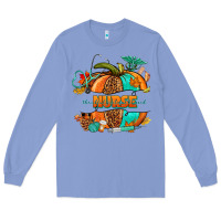 Colony Blue pumpkin nurse Long Sleeve Tee - NancyCooperArtShop