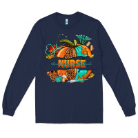 Navy pumpkin nurse Long Sleeve Tee - NancyCooperArtShop