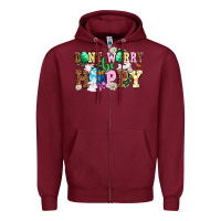 Burgundy Easter Day Don't worry be hoppy Zipper Hoodie - OliviaCreatesArt