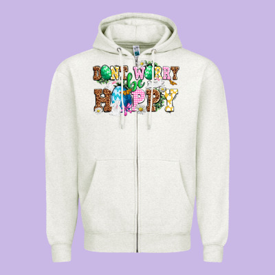 Easter Day Don't Worry Be Hoppy Zipper Hoodie Designed By Oliviacreatesart