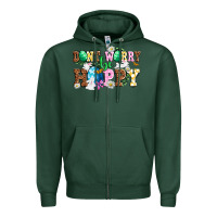 Sports Green Easter Day Don't worry be hoppy Zipper Hoodie - OliviaCreatesArt