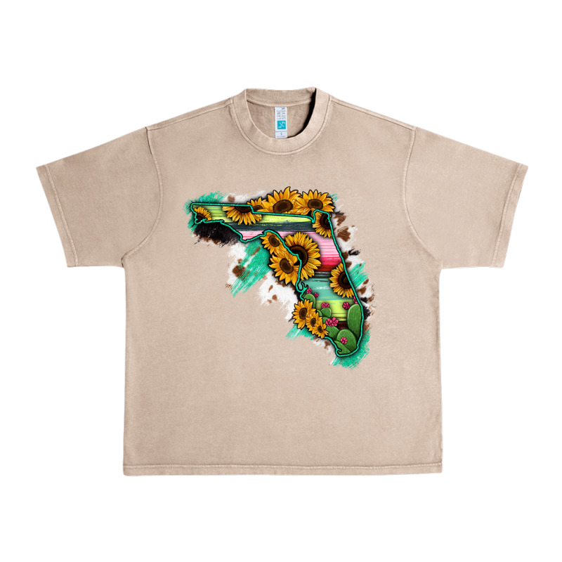 Florida Map With Sunflower And Serape Cactus Urban Heavy Tee by Bettercallsaul | Teevron