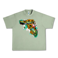 Oil Green Florida Map with Sunflower and Serape Cactus Urban Heavy Tee - Bettercallsaul