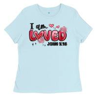 Baby Blue i am loved john 3 16 Ladies Tee - MaliasSmallBusiness