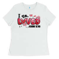 White i am loved john 3 16 Ladies Tee - MaliasSmallBusiness