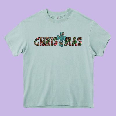 Christmas Cross Heavy Core Tee Designed By Adodesignshop