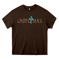 Chocolate Brown christmas cross Heavy Core Tee - AdoDesignShop