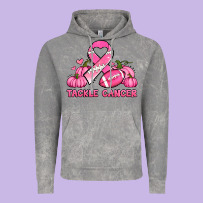 Tackle Cancer Pumpkins Football And Ribbon Breast Cancer Awareness Vintage Hoodie Designed By Jasminsmagicworld
