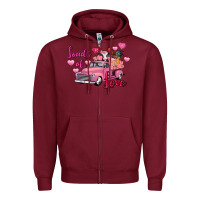 Burgundy Loads of love Valentine's Day farm truck Zipper Hoodie - FaDigitalArtStudio