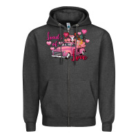 Charcoal Heather Loads of love Valentine's Day farm truck Zipper Hoodie - FaDigitalArtStudio