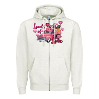 Loads Of Love Valentine's Day Farm Truck Zipper Hoodie | Teevron