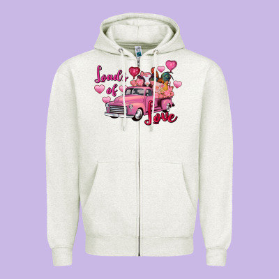 Loads Of Love Valentine's Day Farm Truck Zipper Hoodie Designed By Fadigitalartstudio