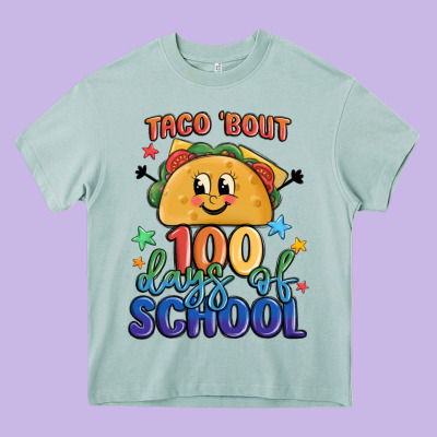 Taco Bout 100 Days Of School Heavy Core Tee Designed By Maliassmallbusiness