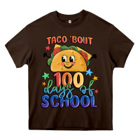 Chocolate Brown taco bout 100 days of school Heavy Core Tee - MaliasSmallBusiness