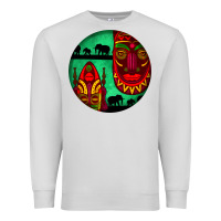 Dove Grey african masks round earrings 3 Premium Sweatshirt - BundleAndBundleShop