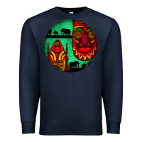 Navy african masks round earrings 3 Premium Sweatshirt - BundleAndBundleShop