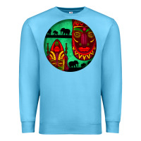 Ocean Blue african masks round earrings 3 Premium Sweatshirt - BundleAndBundleShop