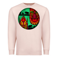 Pale Pink african masks round earrings 3 Premium Sweatshirt - BundleAndBundleShop