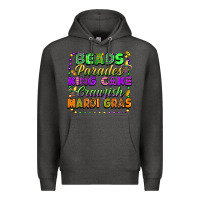 Charcoal Heather Beads parades king cake crawfish Mardi Gras Premium Hoodie - FaDigitalArtStudio