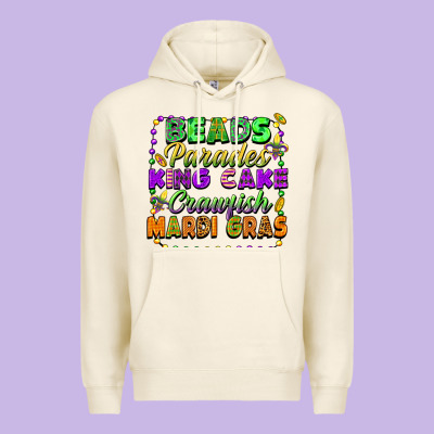Beads Parades King Cake Crawfish Mardi Gras Premium Hoodie Designed By Fadigitalartstudio