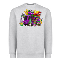 Heather Grey mardi gras gnome truck Heavyweight Sweatshirt - CowGirlArtShop