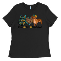 Black peace love dachshund Ladies Tee - RanaPortraitStore
