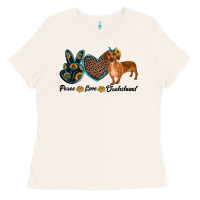 Bone peace love dachshund Ladies Tee - RanaPortraitStore