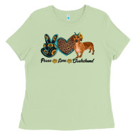 Matcha peace love dachshund Ladies Tee - RanaPortraitStore