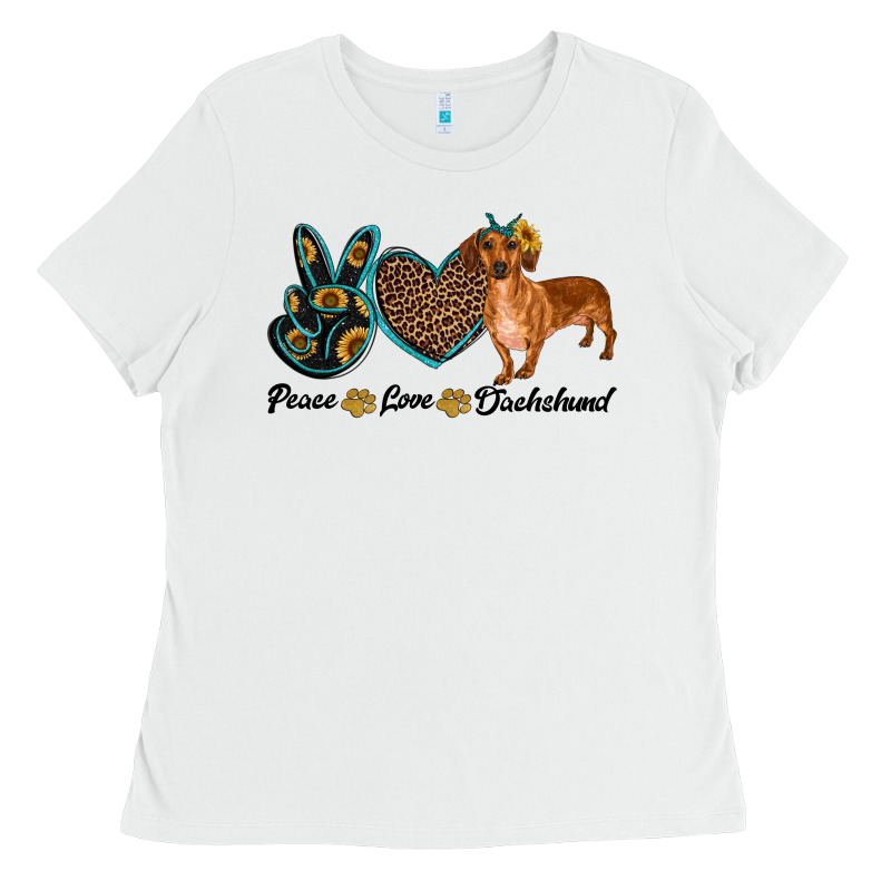 Peace Love Dachshund Ladies Tee by RanaPortraitStore | Teevron